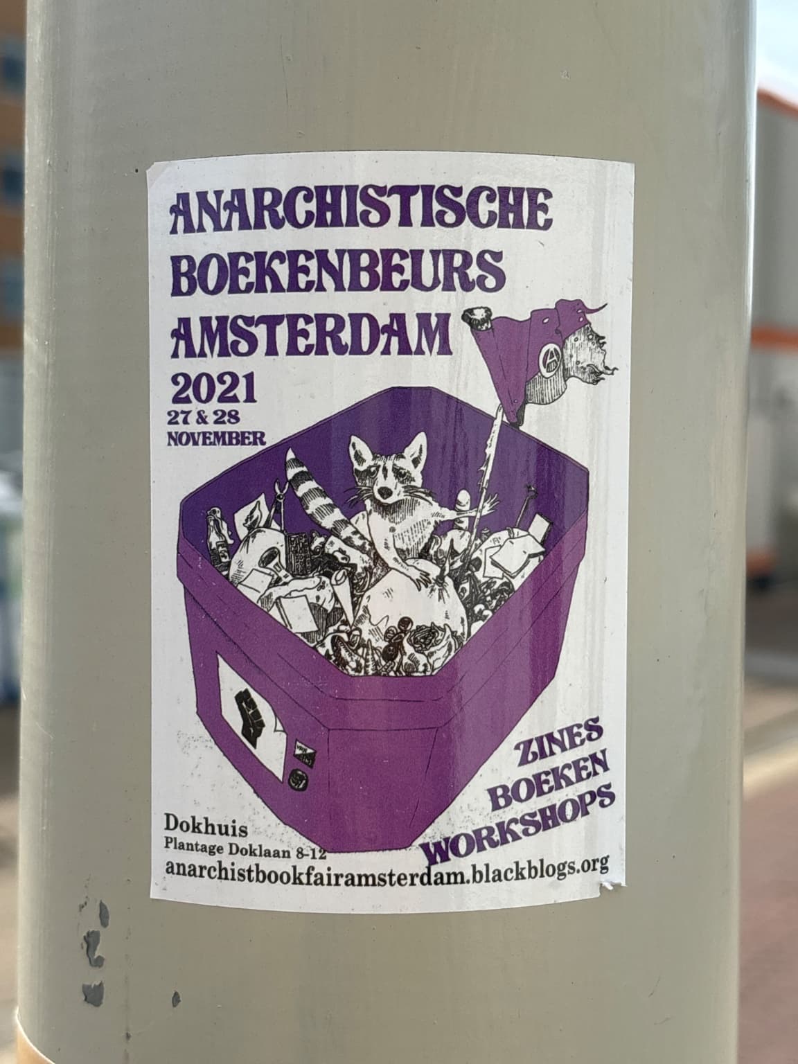 Anarchistische boekenbeurs Amsterdam sticker in The Hague