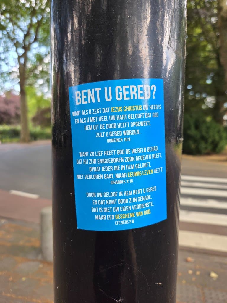 Bent u gered? sticker in Dordrecht