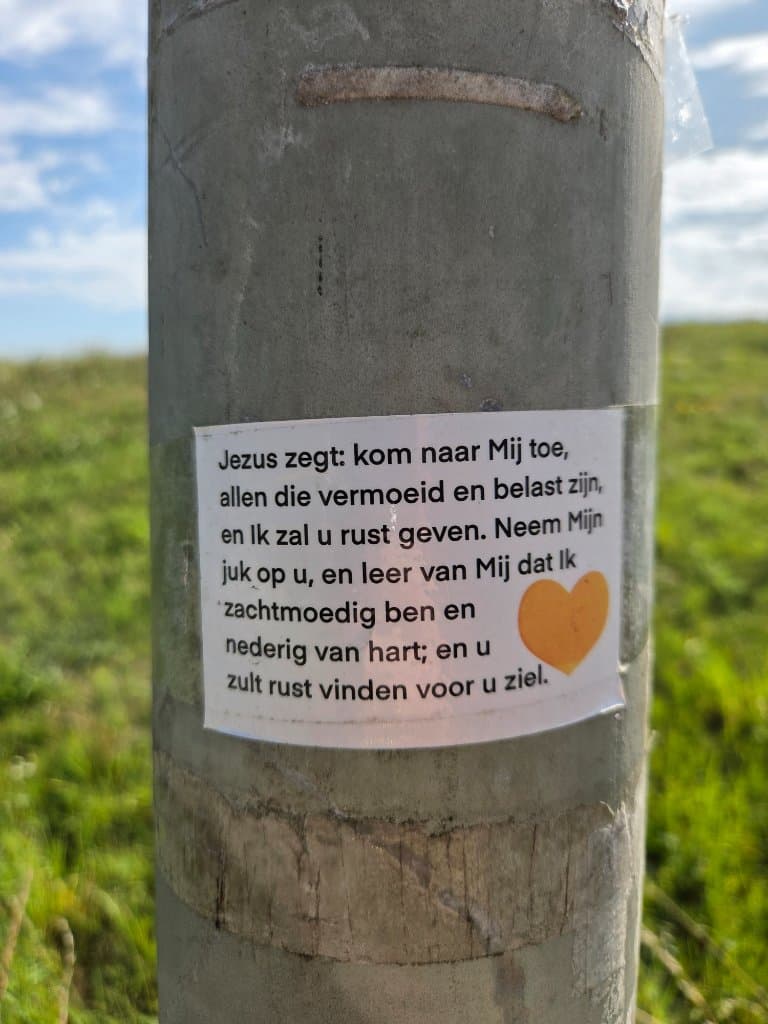 Mattheüs 11:28-29 sticker in Dordrecht
