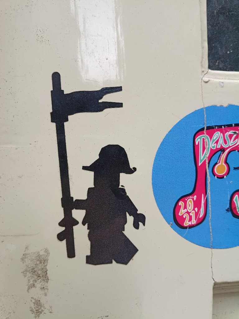 Lego flag-bearer silhouette sticker in Groningen