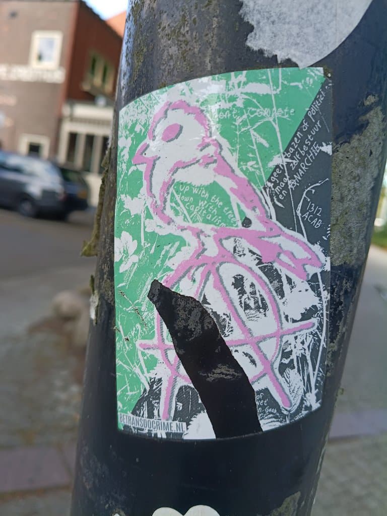 Anarchie vogel sticker in Emmen