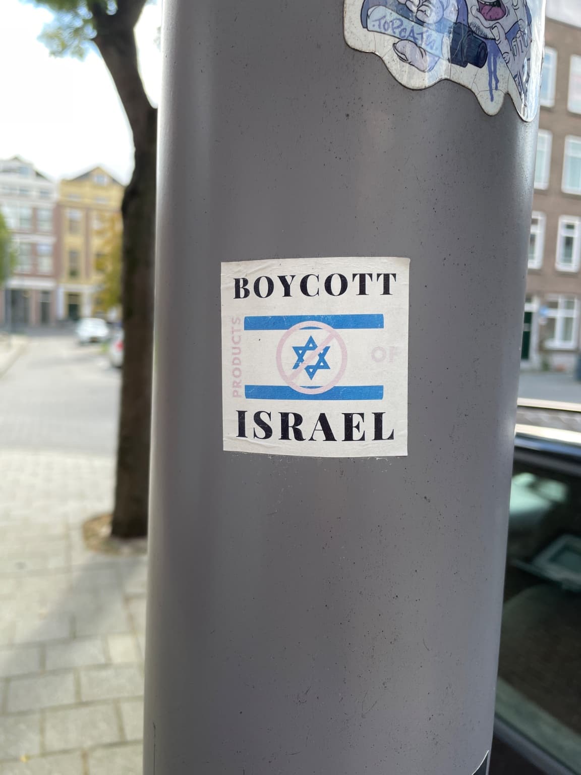 Boycott Israel sticker in Rotterdam