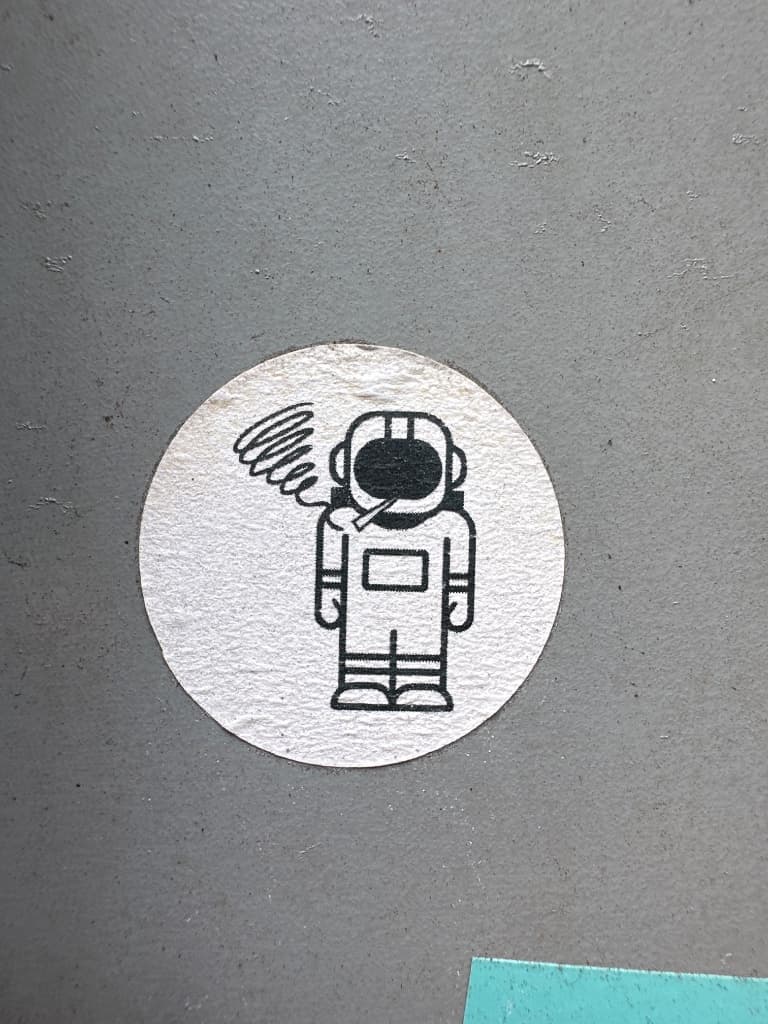 Smoking astronaut sticker in Rotterdam